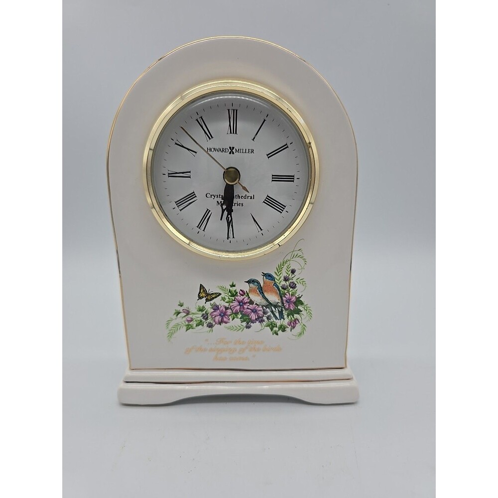 Vintage Howard Miller Crystal Cathedral Ministries Floral Porcelain Clock WORKS